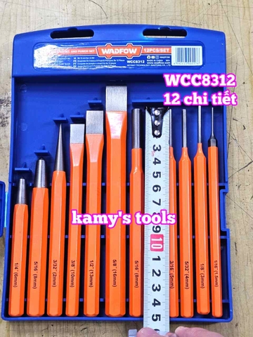 Bộ đục sắt đột lỗ lấy dấu 12 chi tiết Wadfow WCC8312