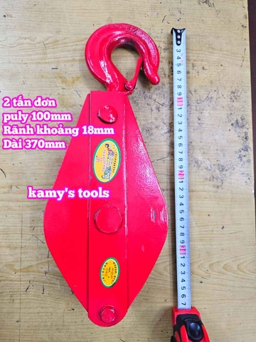 Ròng rọc đơn màu đỏ 2 tấn puly 4 inch rãnh 18mm Hongfu HQG(L)K-2