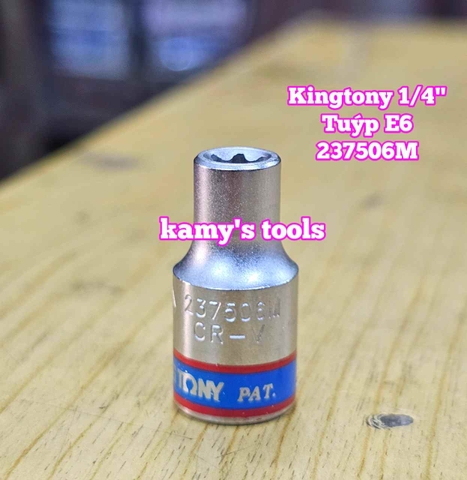 Đầu tuýp đầu khẩu E 1/4 inch dài 24mm Kingtony E4 E5 E6 E7 E8 model 237504M 237505M 237506M 237507M 237508M