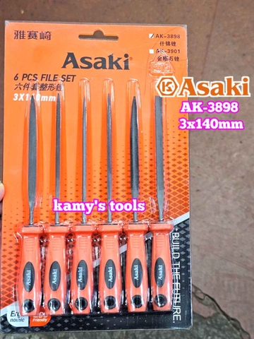 Bộ dũa giũa mini 6 cây Asaki AK-3898 cỡ 3mm 3x140mm