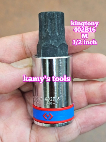 Đầu tuýp lú đầu sao 12 cạnh 1/2 inch Kingtony dài 66mm M16 M18 model 402B16 402B18