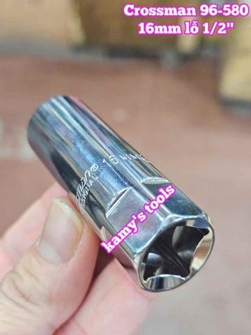 Tuýp mở bugi có ron cao su 1/2 inch 16mm Crossman 96-580 dài 65mm 6 cạnh