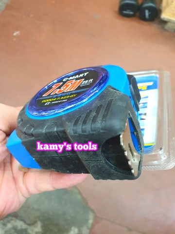 Thước cuộn 7.5m bản 25mm C-Mart model D0004-7.525-GY bọc nhựa chống va đập, thước kéo 7.5 mét