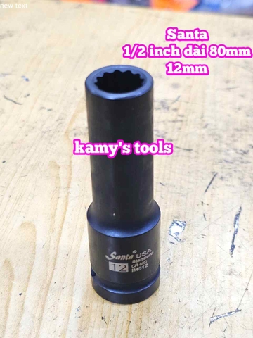 Tuýp 1/2 inch đen dài BÔNG 12 cạnh dài 80mm Santa 8mm 10mm 12mm 13mm 14mm IM508 IM510 IM512 IM513 IM514