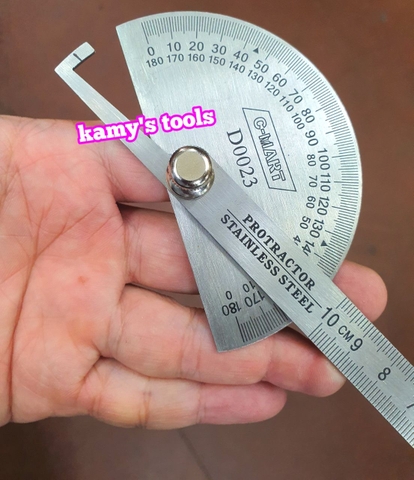 Thước đo góc 180 độ được làm từ thép không gỉ Cmart Model D0023 dài 100mm