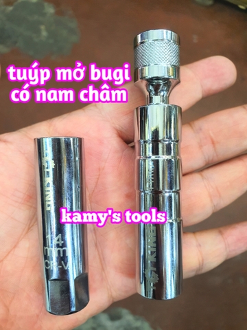 Đầu tuýp tháo mở Bugi có nam châm 12 cạnh 3/8 inch cao cấp 14mm 16mm cao cấp, tuýp mở bugi có từ tính