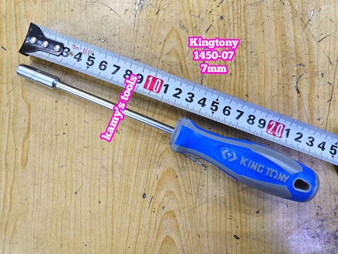 1450-07 Tua vít cán vặn ốc đầu tuýp lục giác Kingtony 7mm thân dài 125mm luôn cán 235mm
