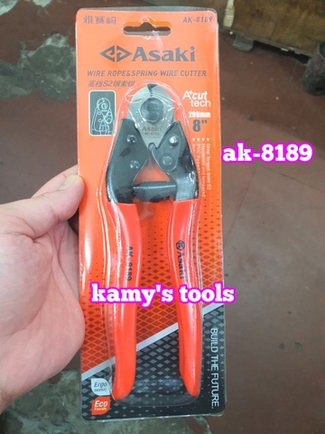 Kìm Cắt Cáp Thép 200mm Asaki Ak-8189, Kiềm Cắt Cáp Thép