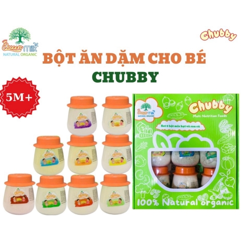 Set 9 hũ Bột mix hạt và rau củ Chubby Queenmilk - Cho bé từ 5 tháng tuổi