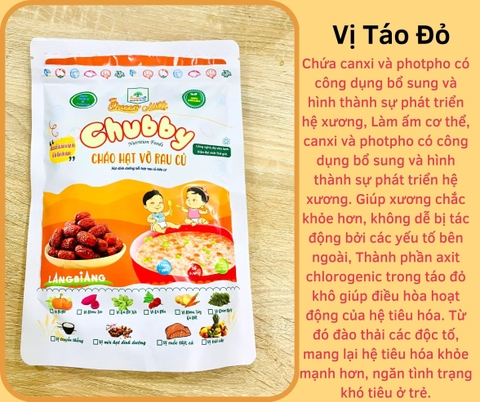 Cháo hạt vỡ rau củ Chubby - Vị táo đỏ (400gr)