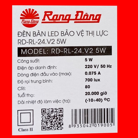 Đèn Học Để Bàn Bảo Vệ Thị Lực Rạng Đông RD - RL - 47 - V2.5W