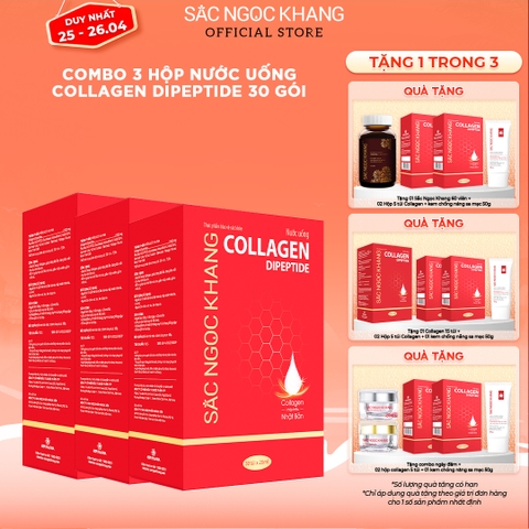 [Liệu trình 3 tháng] Combo 3 Hộp Collagen Nước 30 Túi (tặng 01 Hộp Collagen nước 15 túi)