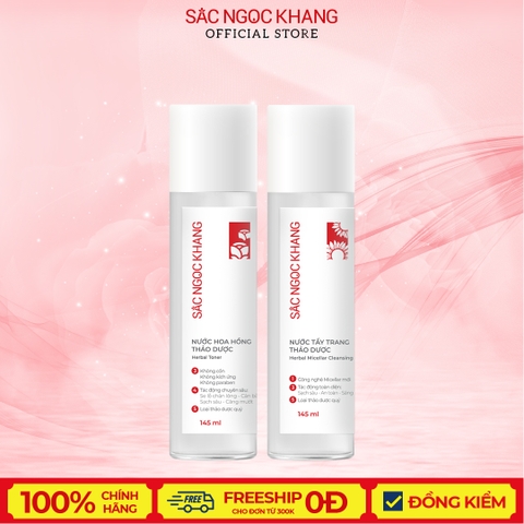 Combo Nước hoa hồng Thảo dược 145ml + Nước tẩy trang Thảo dược 145ml