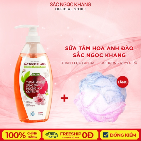 Sữa Tắm Whitening & Perfume, Detox Sắc Ngọc Khang 520g Tặng kèm Bông Tắm