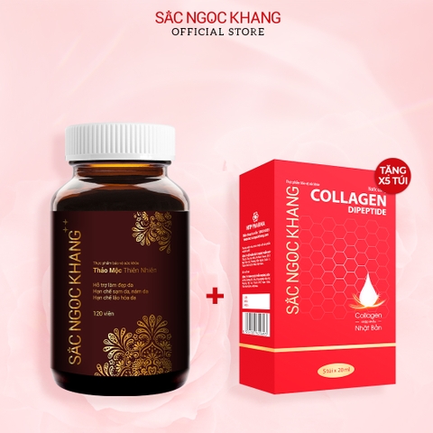 Viên Uống Sắc Ngọc Khang ++ 120 viên (tặng 1 Nước Uống Collagen Dipeptide Sắc Ngọc Khang (Hộp 5 túi x 20ml))