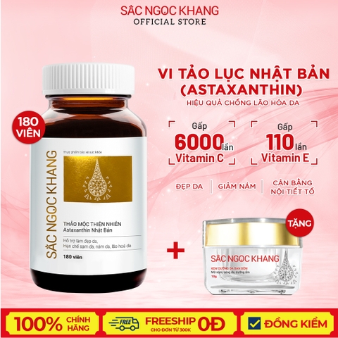 Viên uống Sắc Ngọc Khang Vi tảo lục 180 Viên (tặng Kem Dưỡng da 10g)