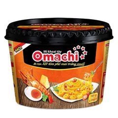Soupe nouille instantanée crevette sauce Oeuf Salé Cup Omachi 105g - Mì Trộn Hộp Omachi vị Tôm Xốt Trứng Muối 105g