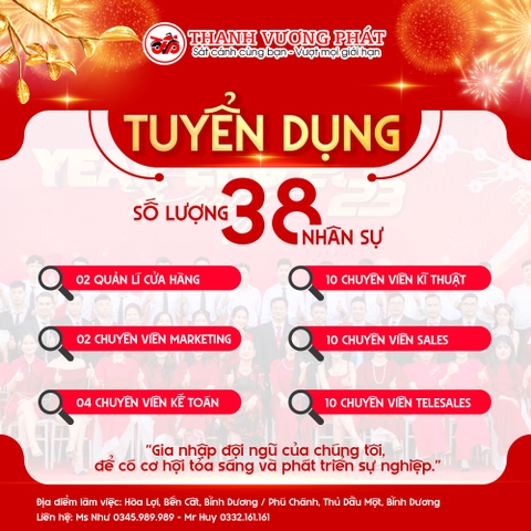 CƠ HỘI VÀNG - GIA NHẬP ĐỘI NGŨ THANH VƯƠNG PHÁT NGAY HÔM NAY!