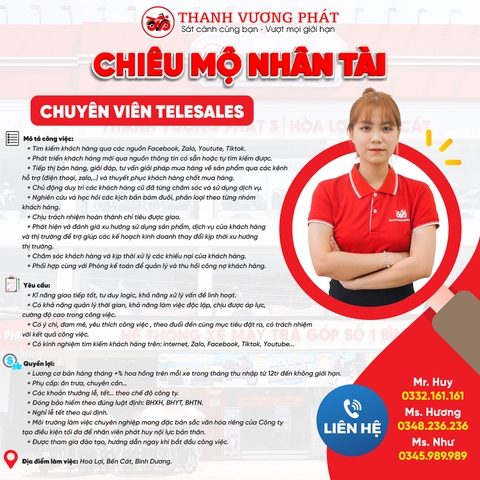 CƠ HỘI VIỆC LÀM THÁNG 02/2024 - CHIÊU MỘ NHÂN TÀI ĐỒNG HÀNH CÙNG THANH VƯƠNG PHÁT