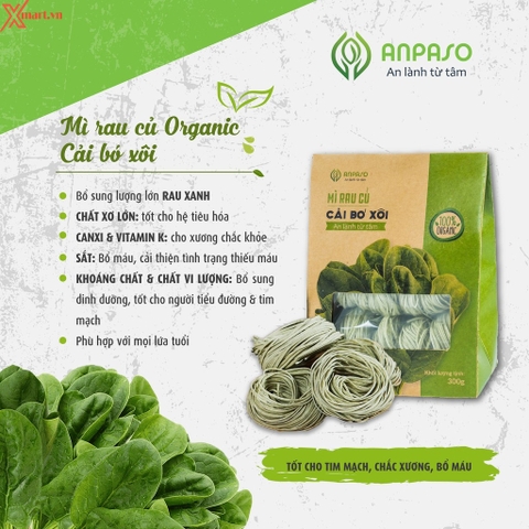 Mì Cải Bó Xôi Organic Anpaso 300g
