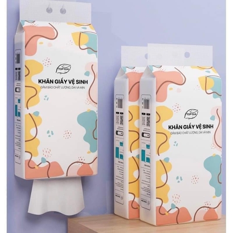 Giấy vệ sinh treo tường 1280 tờ/4 lớp TopGia dạng rút đáy