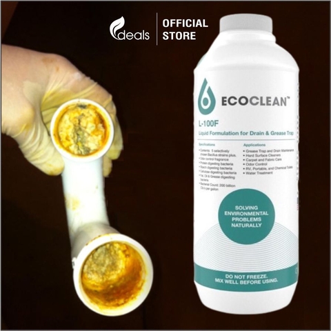 EcoClean FOG (KPT CHEM) - Vi Sinh Ăn Dầu Mỡ, Xử Lý Tắc Nghẽn, Khử mùi Bồn rửa - Chai 1 lít