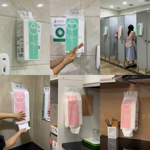 Giấy vệ sinh treo tường 1280 tờ/4 lớp TopGia dạng rút đáy