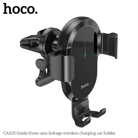 Giá đỡ điện thoại HOCO CA105 trên ô tô, xe hơi kiêm đế sạc không dây liên kết ba trục chính hãng [BH 1 NĂM]