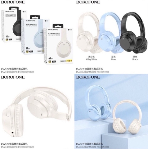 Tai nghe bluetooth chụp tai BOROFONE BO26 headphone chính hãng [BH: 1 NĂM]