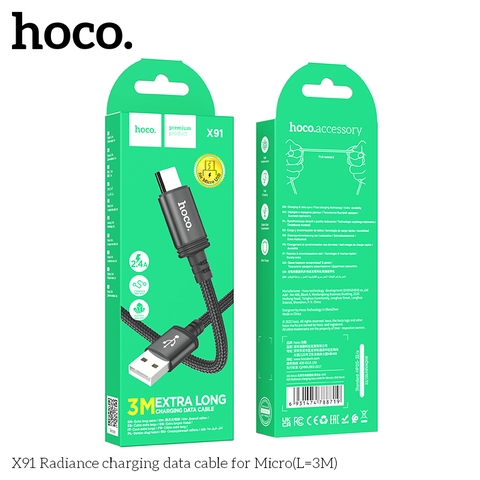 Cáp sạc  Hoco x91 micro 3m chính hãng [BH 1 năm]