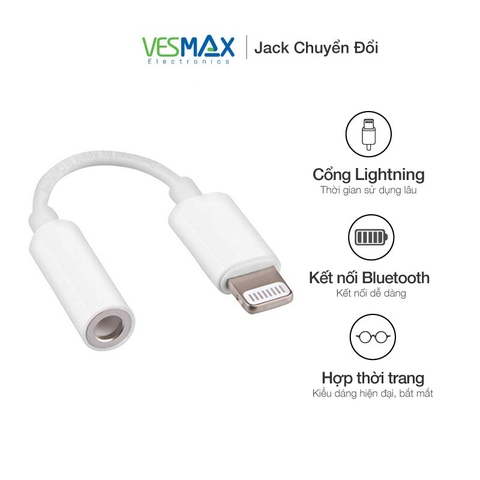 Cáp / Jack chuyển sạc Lightning ra tai nghe 3.5 JH-002 ngắn zin iPhone X xài bluetooth full box hộp giấy [BH: 1 tháng] A106-11592-4l1-4014