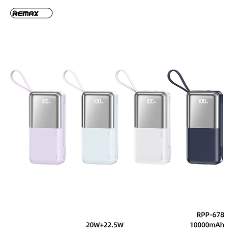 Pin sạc nhanh 22.5w REMAX RPP-678 10.000mAh dự phòng PD QC3.0 kèm cáp liền pin chính hãng [BH 1 năm]