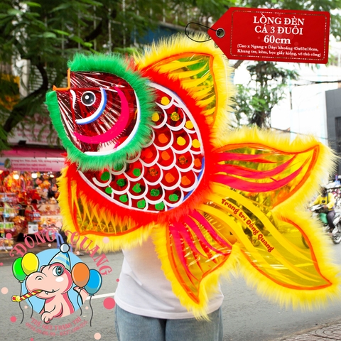Đèn Trung thu Cá ba đuôi giấy kiếng (cỡ lớn)
