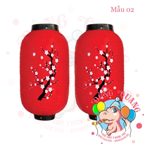 Lồng đèn Nhật Bản vải trụ Hoa Anh Đào (cặp)