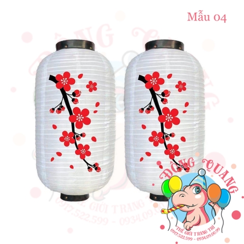 Lồng đèn Nhật Bản vải trụ Hoa Anh Đào (cặp)