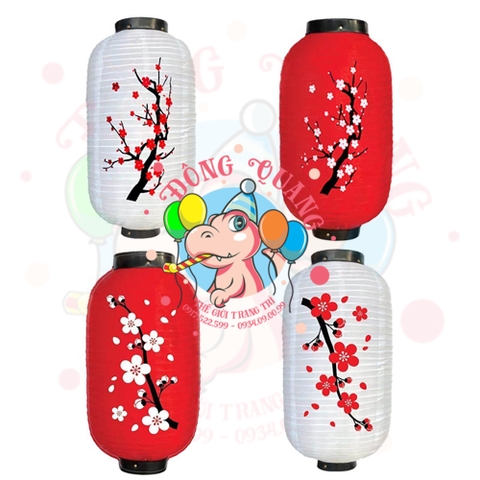 Lồng đèn Nhật Bản vải trụ Hoa Anh Đào (cặp)