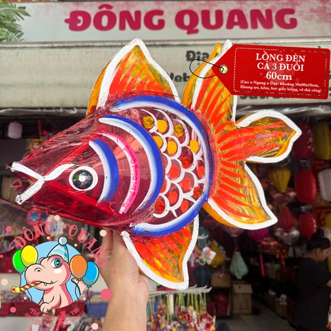 Đèn Trung thu Cá ba đuôi giấy kiếng (cỡ lớn)