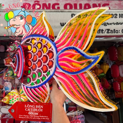 Đèn Trung thu Cá ba đuôi giấy kiếng (cỡ lớn)