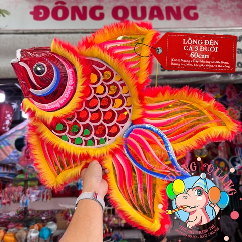 Đèn Trung thu Cá ba đuôi giấy kiếng (cỡ lớn)