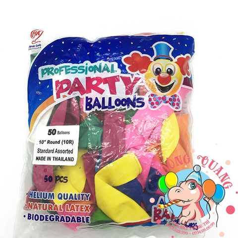 Bong bóng thường tròn - 25cm - set 50
