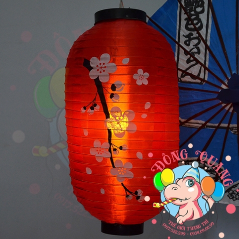 Lồng đèn Nhật Bản vải trụ Hoa Anh Đào (cặp)