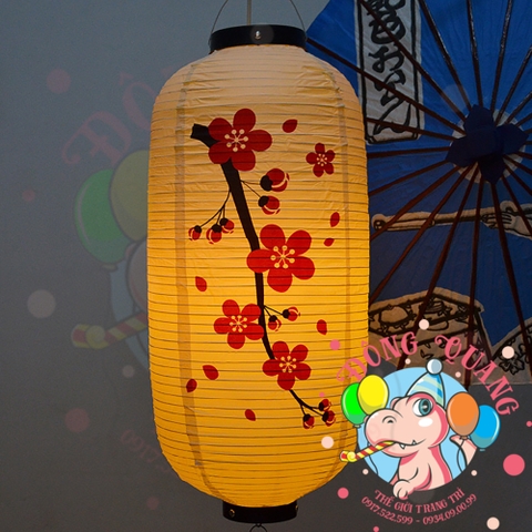 Lồng đèn Nhật Bản vải trụ Hoa Anh Đào (cặp)