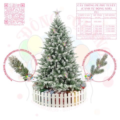 Cây thông PE phủ tuyết (cành tự động xoè)