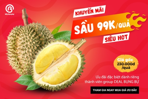 Deal cực sốc: Mua sầu riêng Cái Mơn Bến Tre giá chỉ 99k/quả từ 1,7-2,3 kg/quả.