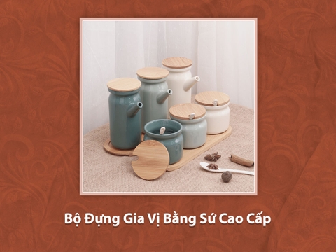 Bộ Đựng Gia Vị Bằng Sứ Cao Cấp