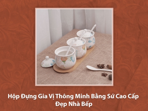 Hộp Đựng Gia Vị Thông Minh Bằng Sứ Cao Cấp Đẹp Nhà Bếp