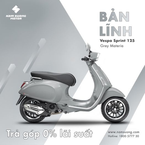 Vespa Sprint 125 Grey Materia - vẻ đẹp trung tính và hiện đại.