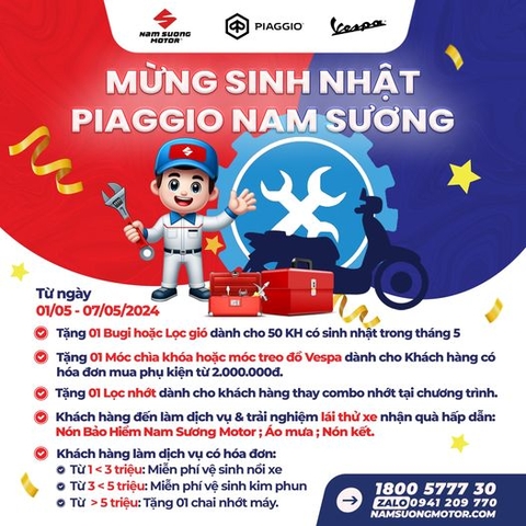 🎊MỪNG SINH NHẬT PIAGGIO NAM SƯƠNG - - Các phần quà tặng hấp dẫn đang chờ đợi bạn.