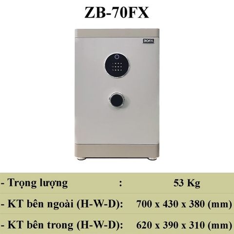Két sắt nhập khẩu BOFA ZB-70FX Vân Tay+Điện Tử+kết nối điện thoại
