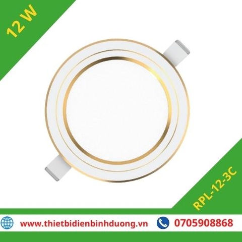 ĐÈN LED PANEL ÂM TRẦN RPL 12W VIỀN VÀNG 3 CHẾ ĐỘ MÀU